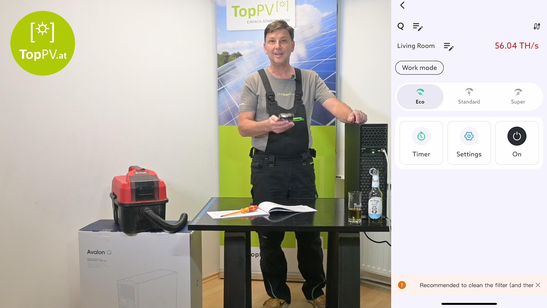 Blog Titelbild Filterreinigung Des Canaan Avalon Q Home Bitcoin Miners Nach 3 Monaten Umwandlung Des PV Ueberschussstroms
