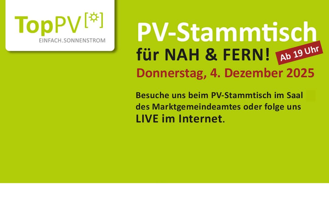 TopPV-Stammtisch für NAH & FERN am 4. Dezember 2025 ab 19:00 Uhr